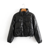 Womens  Faux leather cotton jacket