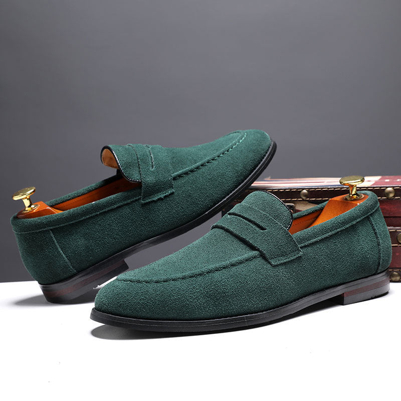 Mens Leather Lazy Shoes Nubuck Leather Men Casual