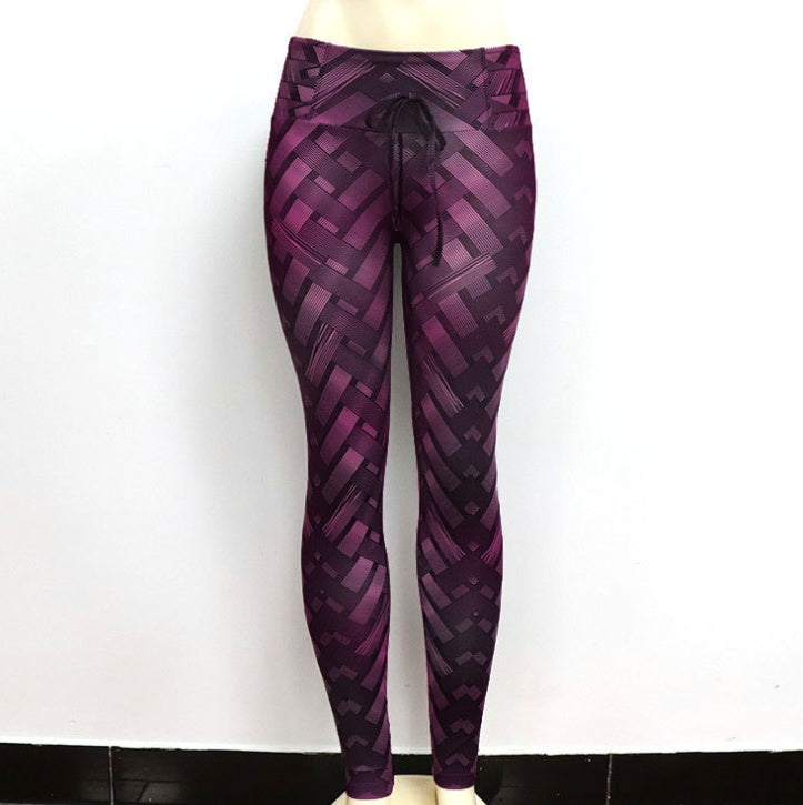 Womens High Waist Iron Weave Print Push Up Yoga Workout Leggings