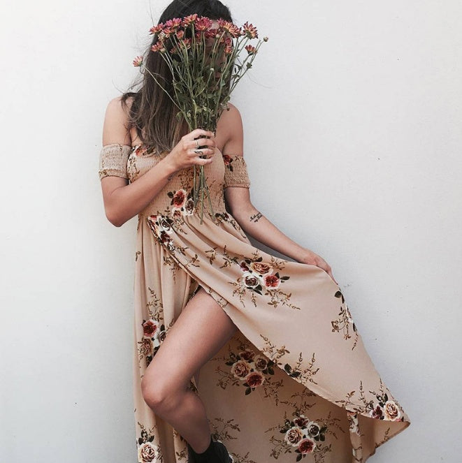 Womens long dress women Off shoulder beach summer dresses