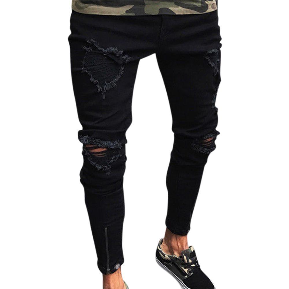 Mens Jeans Pant  Trousers Long Basic Broken Clothes