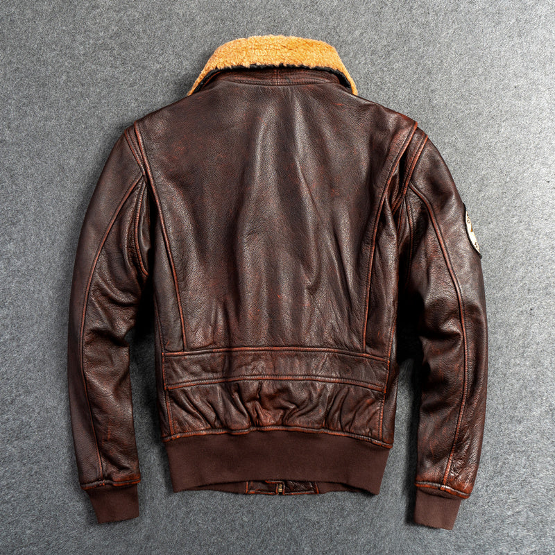 Men's Genuine Leather G1 AirForce  First Layer Leather Motorcycle Jacket