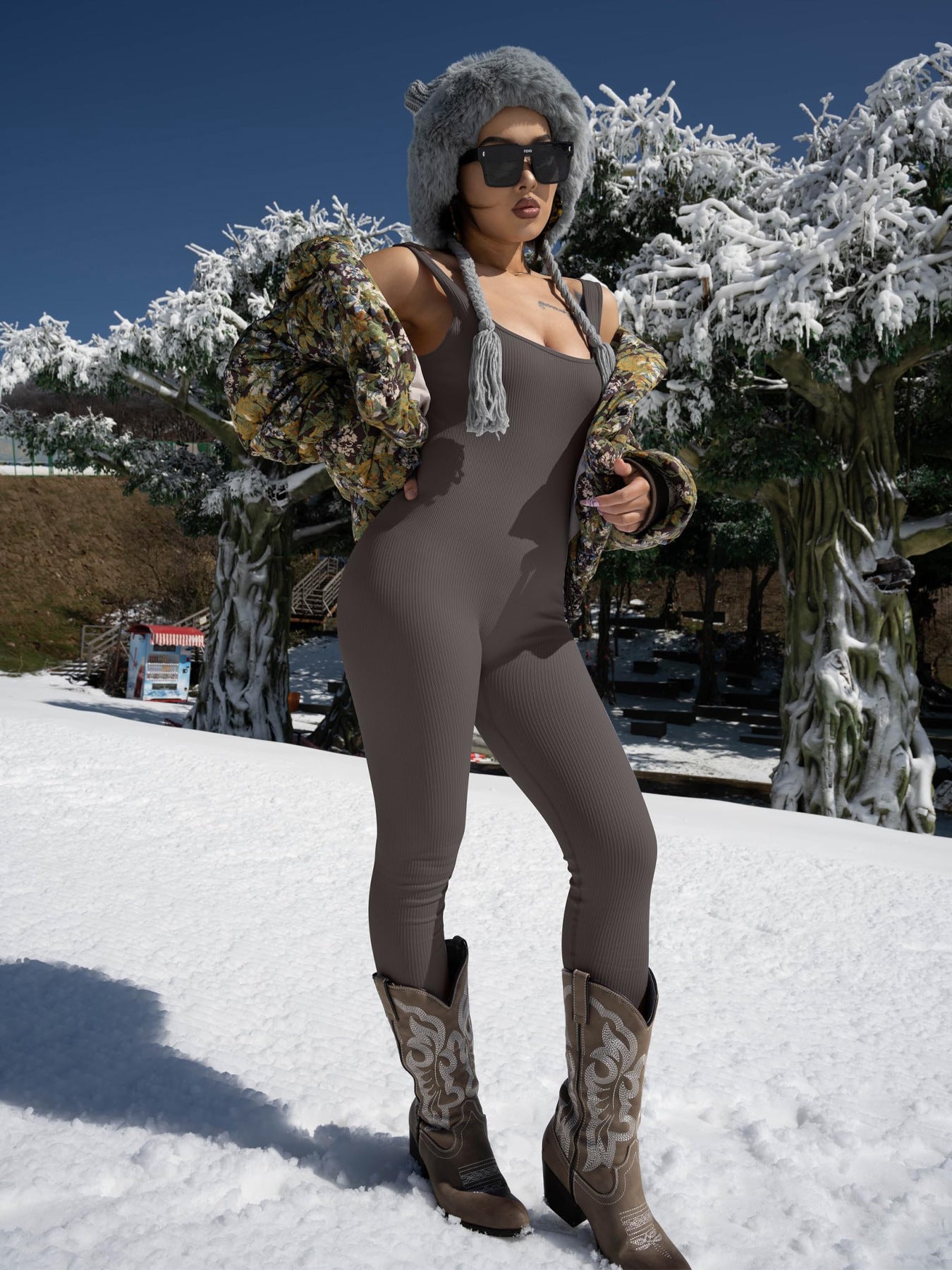 One Piece Bodysuit Activewear Ladies Suspender Tank Top Tights