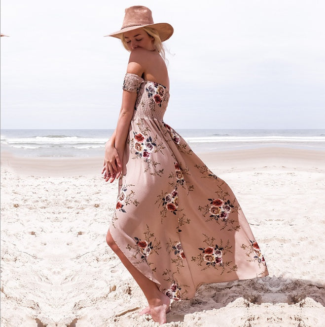 Womens long dress women Off shoulder beach summer dresses