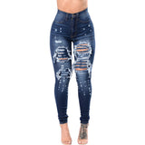 Womens Skinny High Waist ripped Jeans Pants Ladies Denim Slim Fit Pants