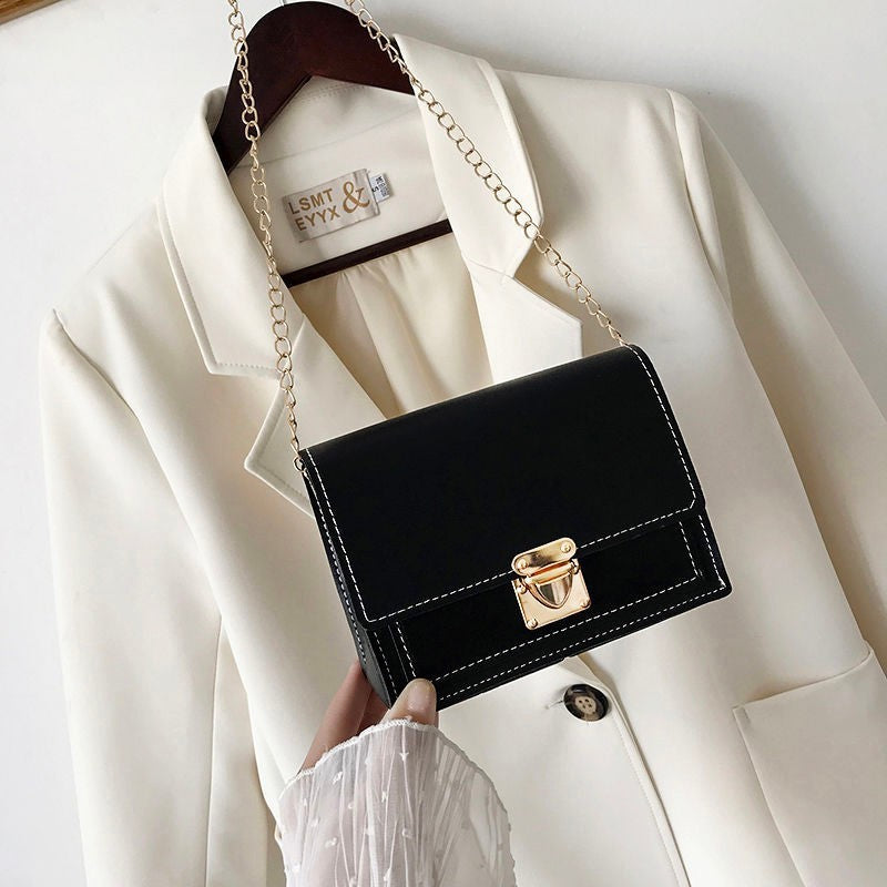 Women's PU Leather  bag shoulder messenger bag chain small square bag