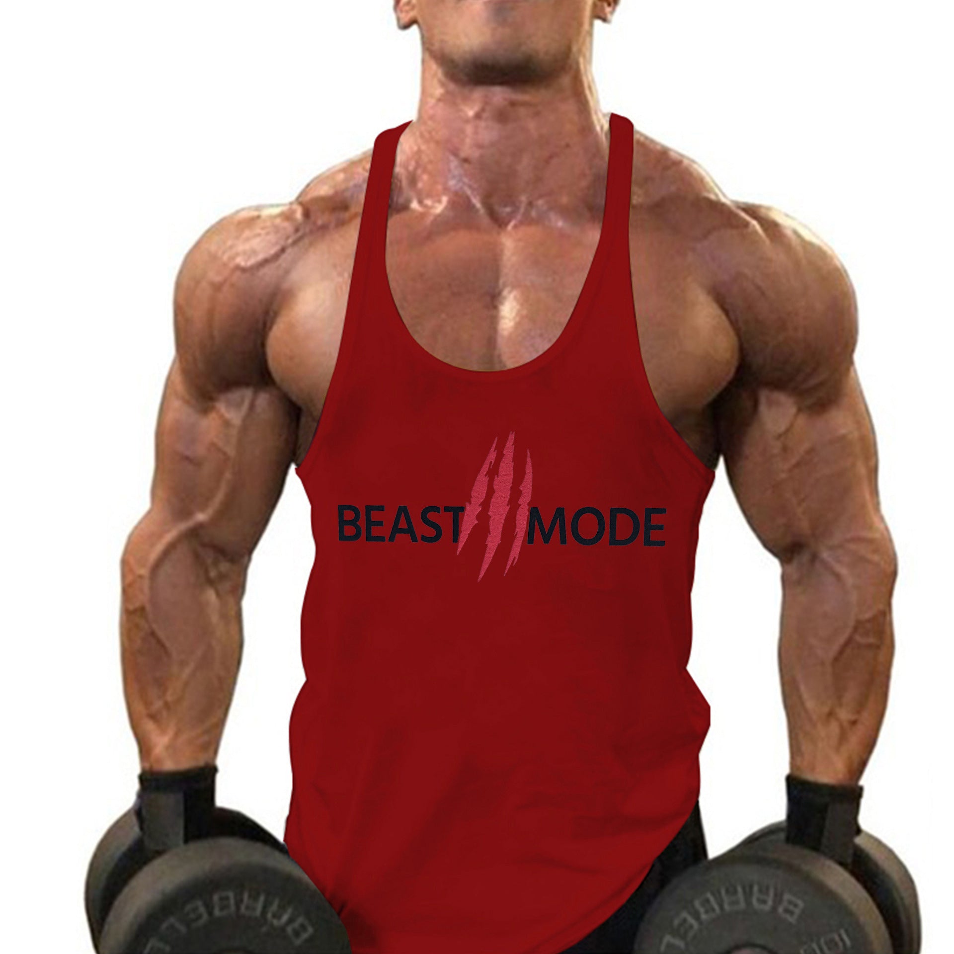 Mens Summer Cotton Fitness Muscle Men's Thin Shoulder Strap I-print Halter Vest