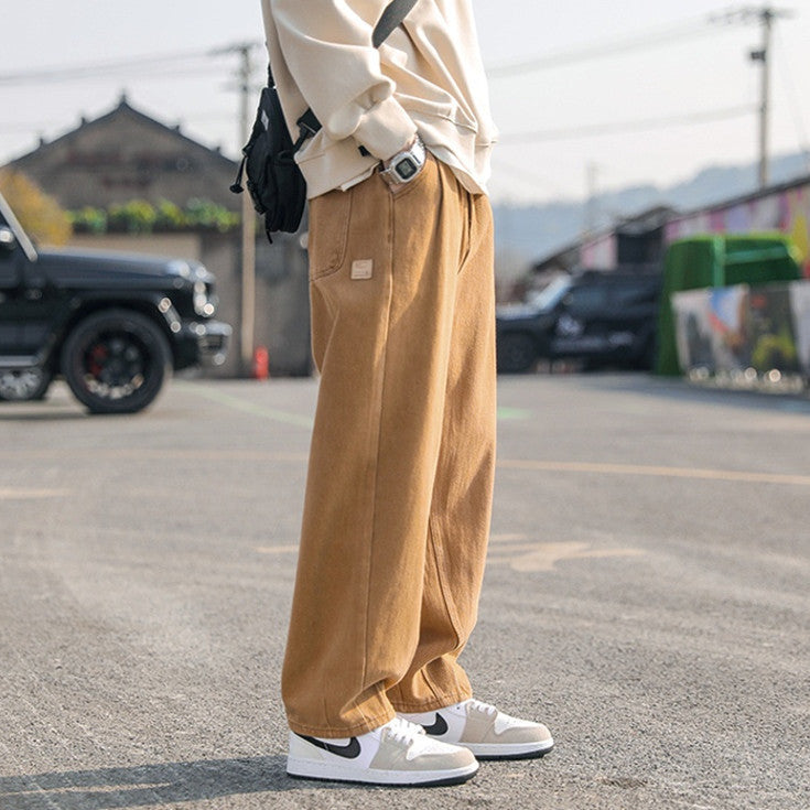 Mens Cotton Pants Men's Casual Straight-leg Pants