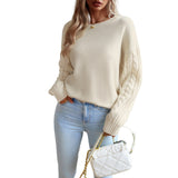 Women's Fashionable Simple Round Neck Sweater Winter Warm Sweater