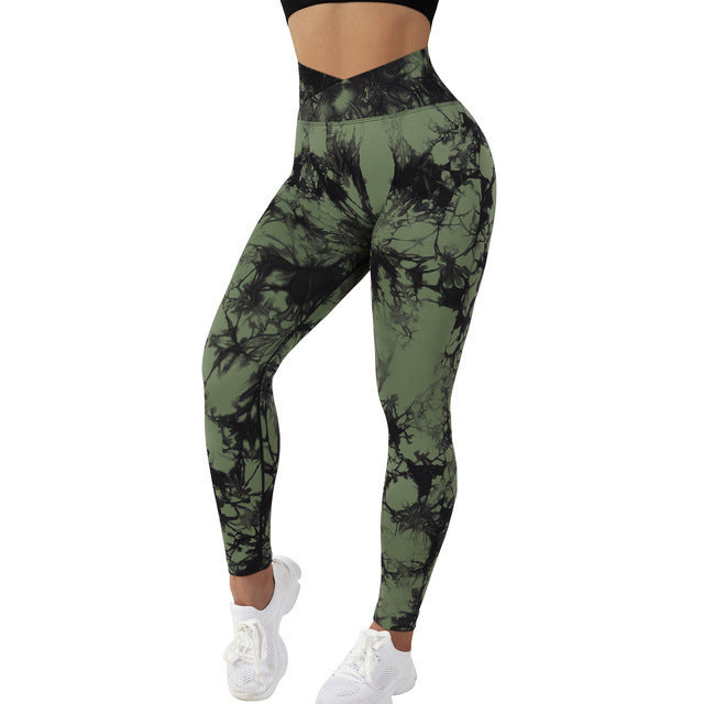 New TIE DIE Seamless HIGHWAISTED Workout Leggings Butt Lifting YOGA GYM NEW!