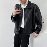 Leather Jackets Hood Mens Bomber Vintage Coats With Pocket
