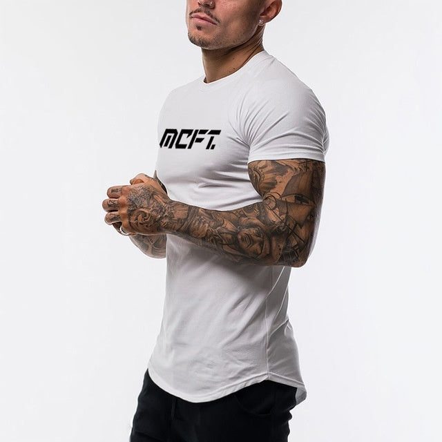 Men's Muscle T-Shirt Sleeve Bodybuilding Gym Tee Short Sleeve Fashion Workout Shirts