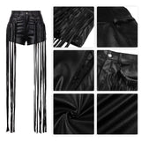 Faux Leather Shorts for Women Sexy High Waist Black  Shorts Pants Fringe Shorts