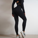 Ladies Seamless Yoga Pants Sports Gym Fitness Leggings Or Long Sleeve Tops Outfits Butt Lifting Slim Workout Sportswear Clothing