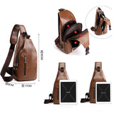 Leather Sling Bag Mens Crossbody Bag Chest Bag Sling Backpack for Men with USB Charge Port