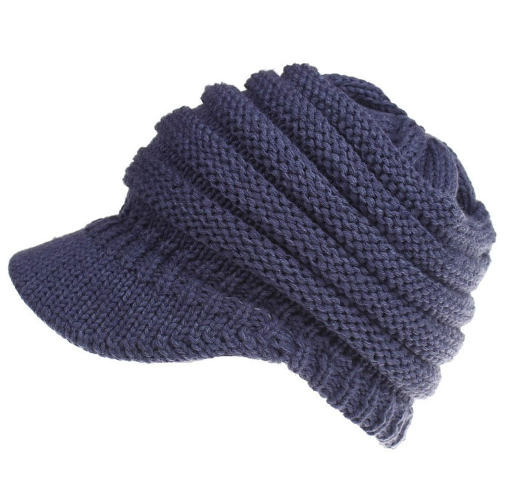 Ponytail Beanie Hat Knitted High Warm Winter Women Tail Skullies