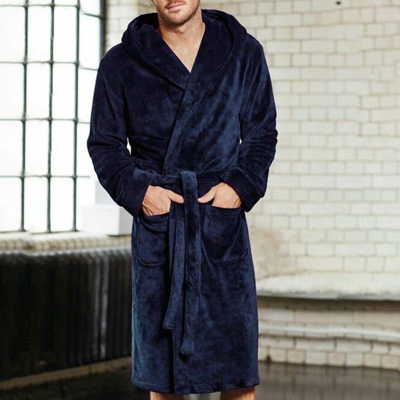 Bathrobe For Mens & Womens Nylon Hooded Double-sided velvet