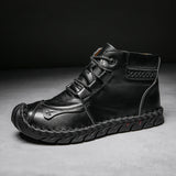 Mens Casual Leather Shoes Ankle Chukka Boots Slip On Lightweight Loafers Mid top Walking Driving Shoes for Male