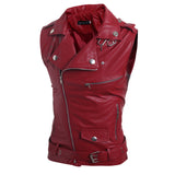 Fashion Mens Faux Leather PU Biker Punk Vest Zippers Slim Fit Male Sleeveless Waistcoat For Men
