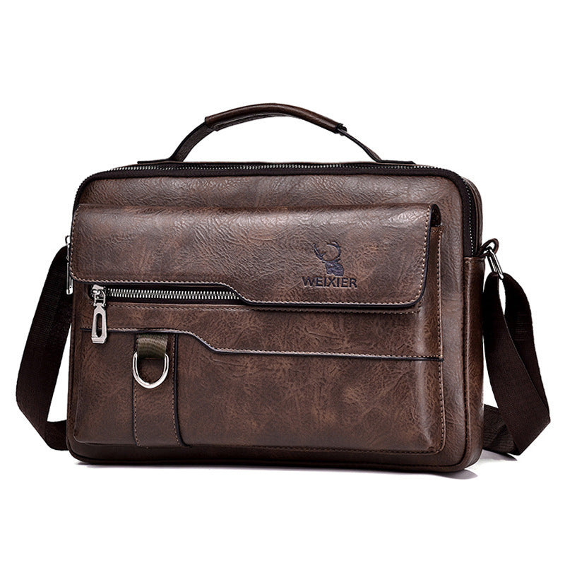 Men's Faux Leather Flaps Crossbody Messenger One Shoulder Bag