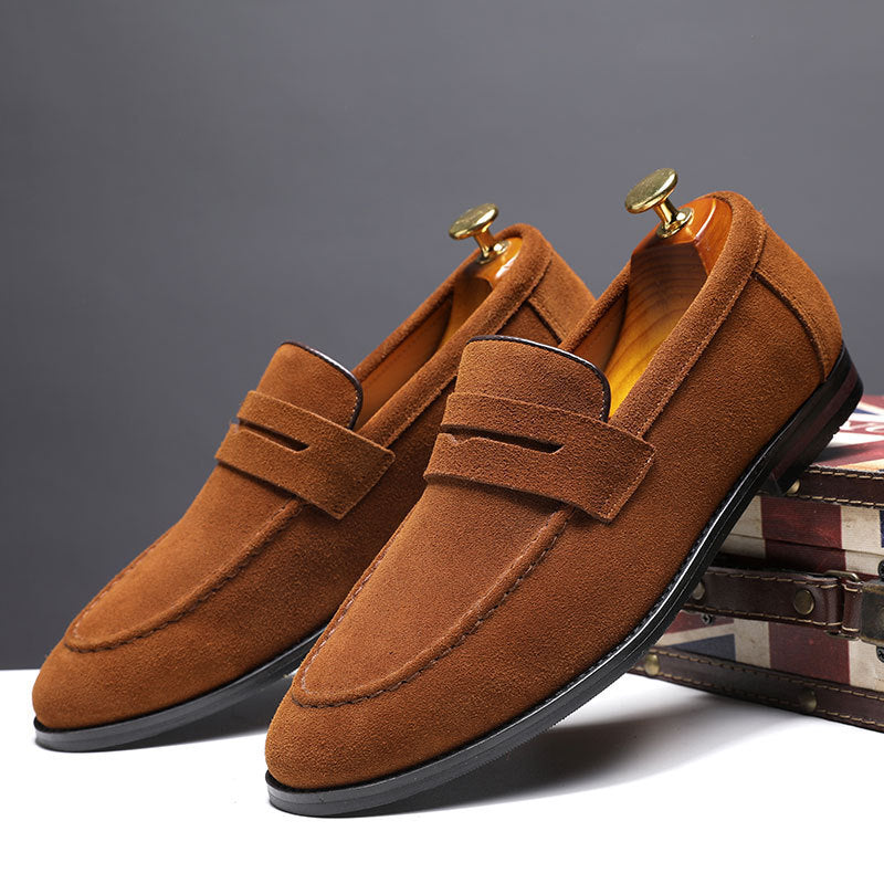 Mens Leather Lazy Shoes Nubuck Leather Men Casual
