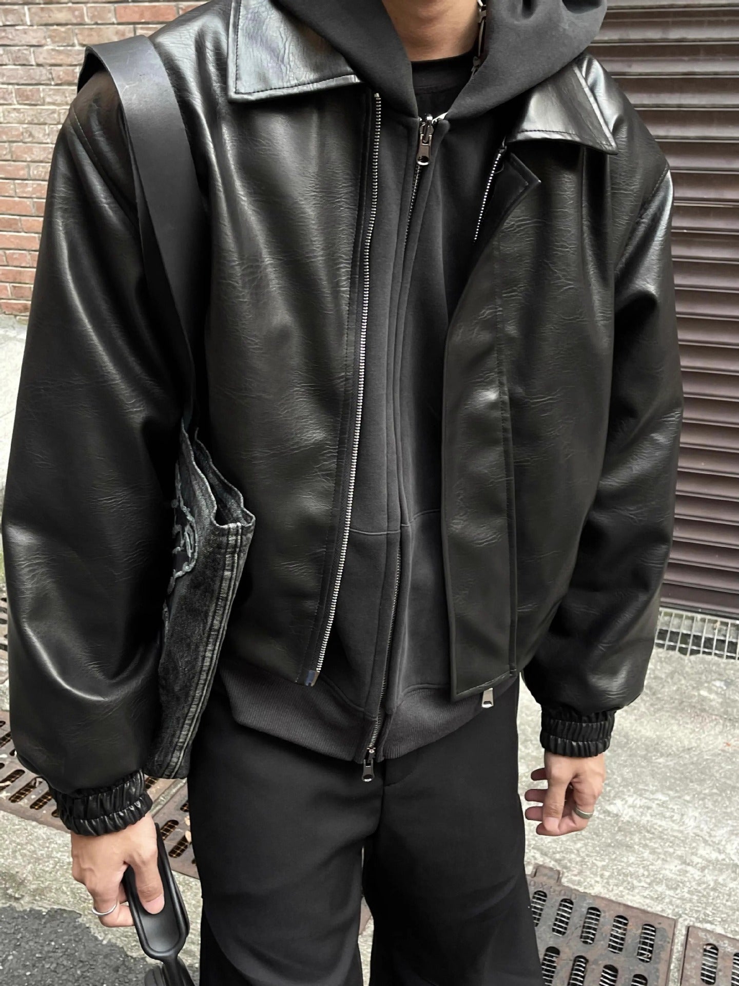 Mens Retro Short leather jacket
