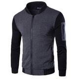 Mens Fashion Baseball Jacket Patchwork Sleeve Jacket
