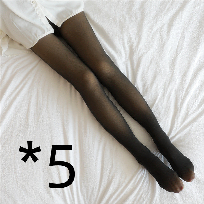 Women Winter Warm Fleece Tights Stockings Thermal Lined Translucent Pantyhose
