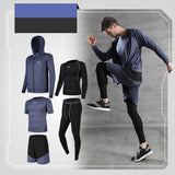 5Pcs/set Compression Sport Suit Quick Dry Running Gym Fitness Tracksuits Set US