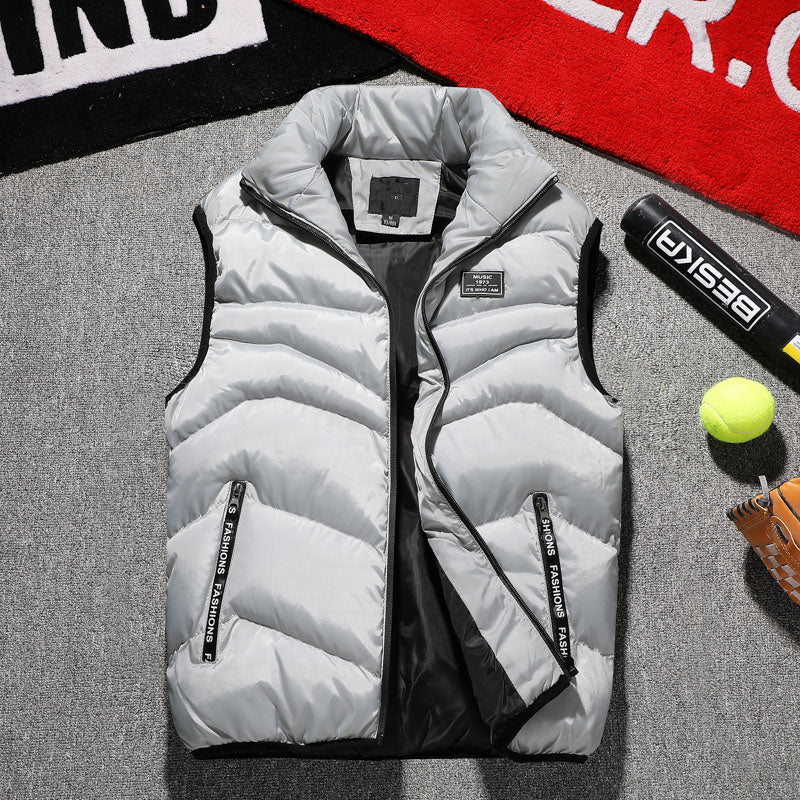 Men's Warm Padded Cotton Vest Waistcoat Autumn Coat Sleeveless Jacket Top