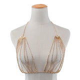 Gold Sexy Hollow Rhinestone Bra