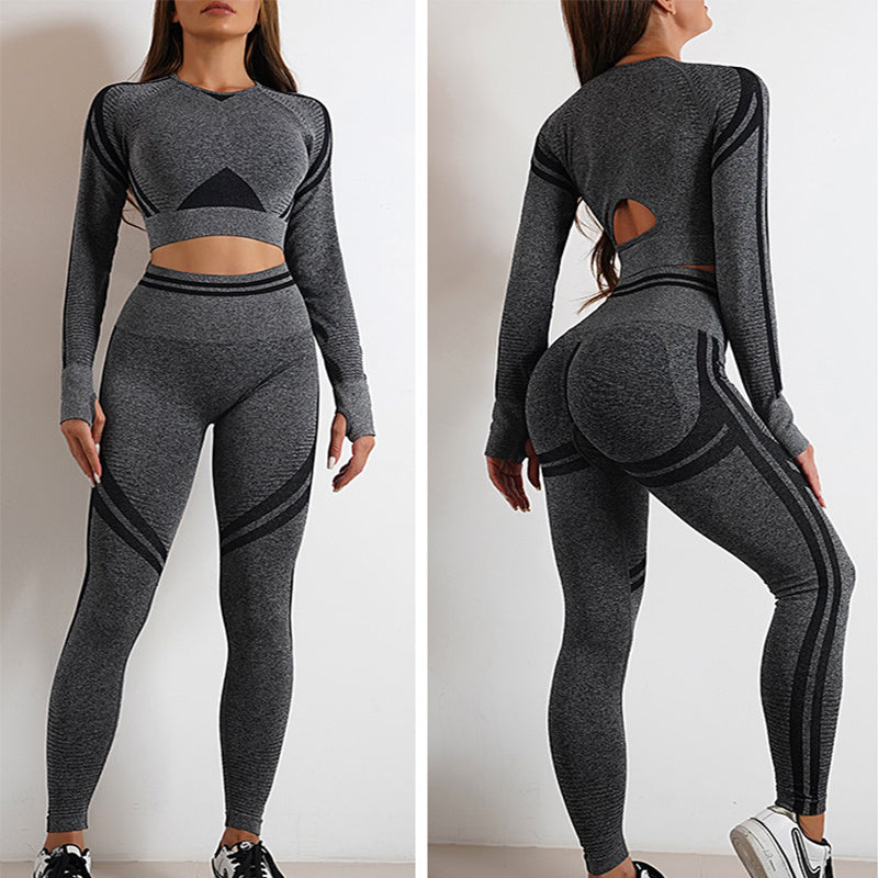 Ladies Seamless Yoga Pants Sports Gym Fitness Leggings Or Long Sleeve Tops Outfits Butt Lifting Slim Workout Sportswear Clothing