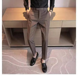 Mens Casual Suit Pants Men's Cropped Suit Pants Straight