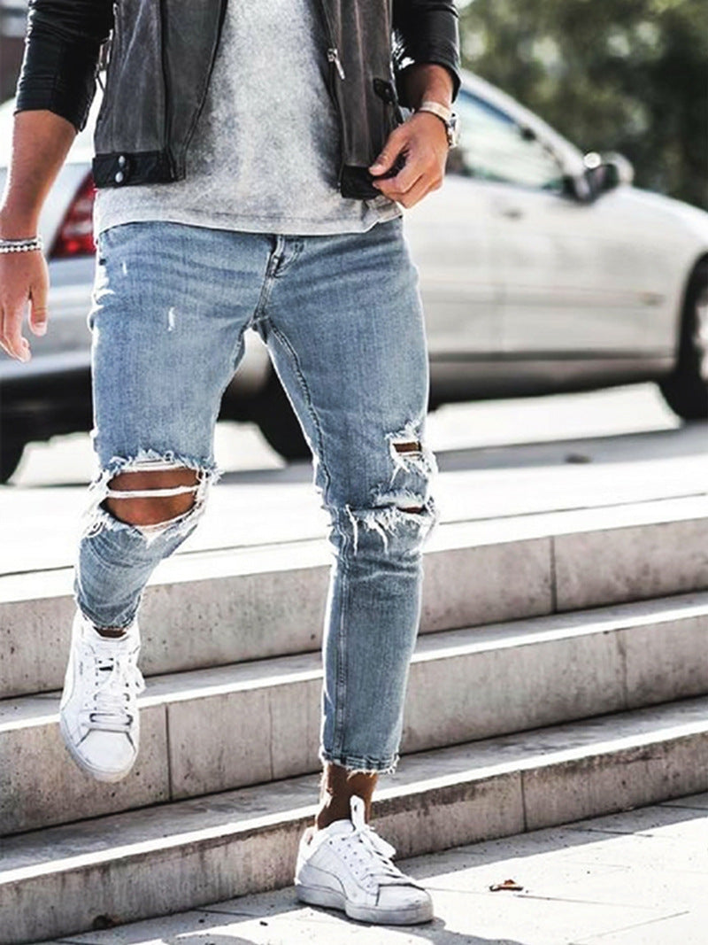 Men's jeans Pant new hole pants Denim Style trousers