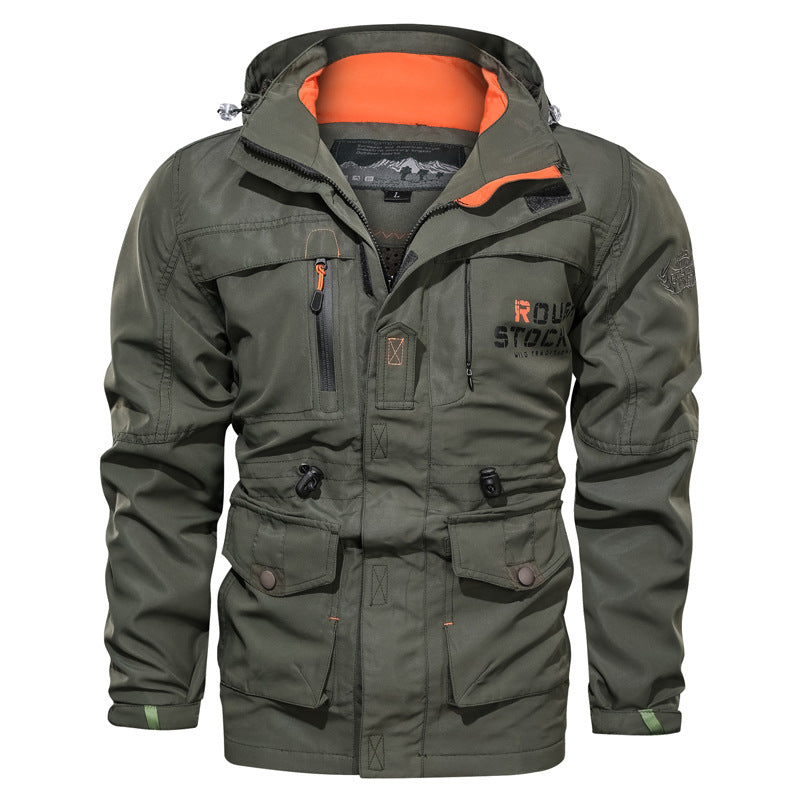Mens Jacket Autumn Outdoor Breathable Windbreaker Men's Hooded Bomber Casual