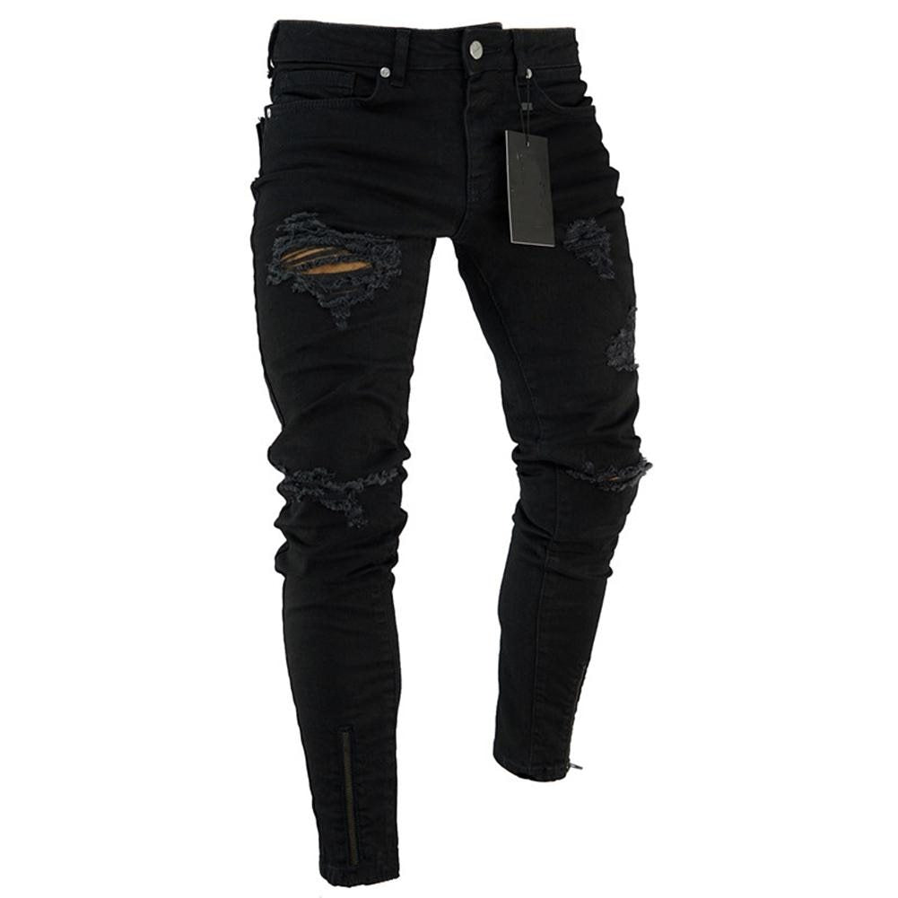 Mens Jeans Pant  Trousers Long Basic Broken Clothes