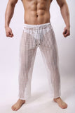 New Mens Fashion Sexy Mesh Trousers Men Casual Hollow Trousers