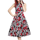 Womens  Vintage Babydoll Flower Print Dress