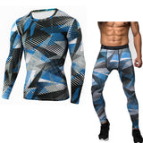 Men Fitness suits Camouflage Compression Baselayer Set Sports Compression Set Long Sleeve T-Shirt Tights Exercise Clothes Workout Bodysuit
