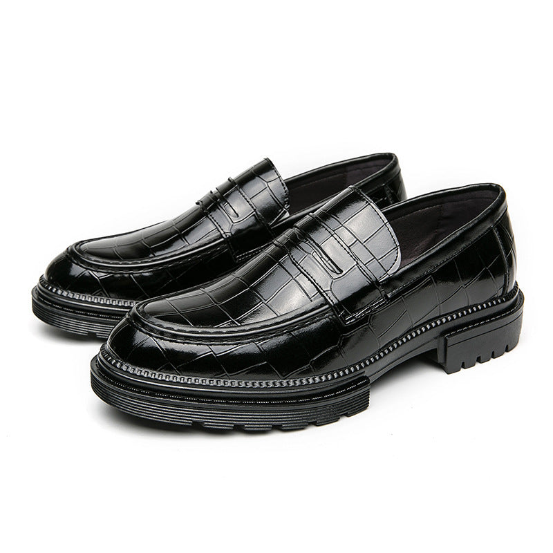 Men's Leather Tassel Loafers Luxury Round Toe punch Leather Shoes