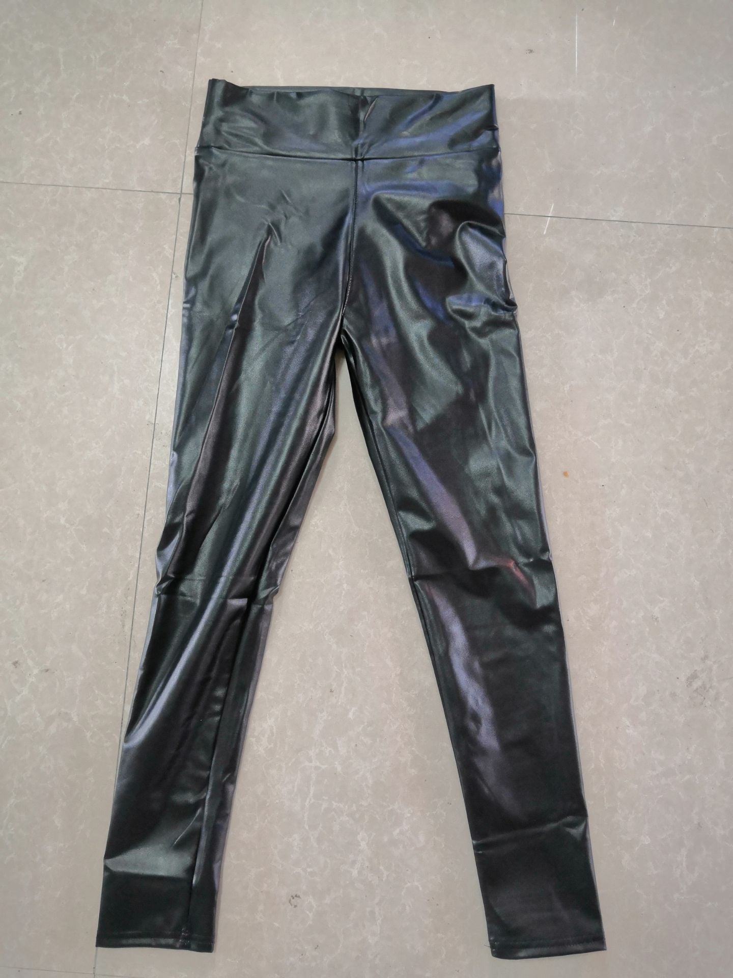 Women's Stretchy Faux Leather Leggings Pants, Sexy Red High Waisted Tights