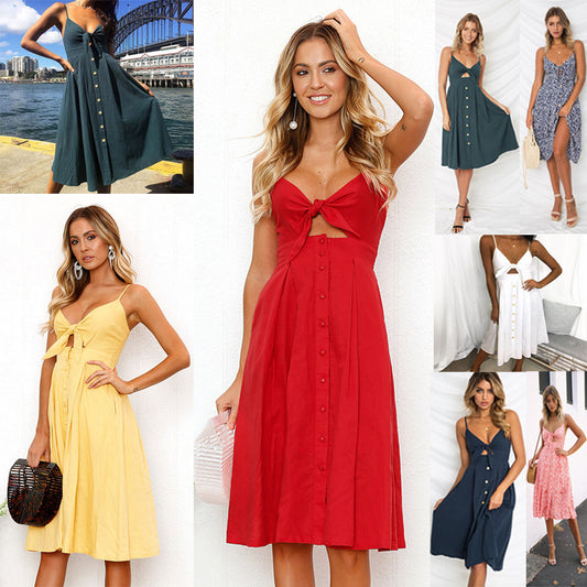 Women Summer Dresses Sleeveless Backless Strap Long Close-fitting Sheath Female