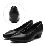 Womens Leather Work Shoes Wedding Shoes High Heels Round Toe Up Shoes