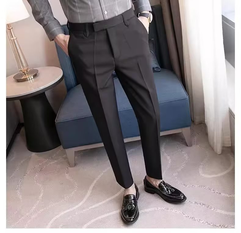 Mens Casual Suit Pants Men's Cropped Suit Pants Straight