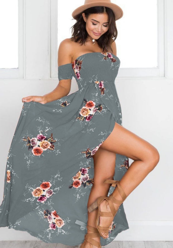 Womens long dress women Off shoulder beach summer dresses