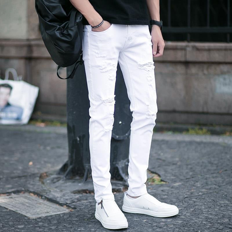 Men's Fashion Jeans Pants Trendy Slim Patch Jeans Denim Style Jeans