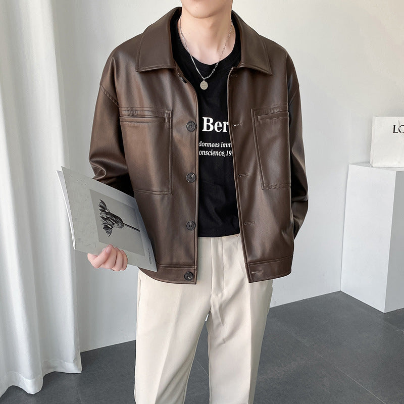 Leather Jackets Hood Mens Bomber Vintage Coats With Pocket