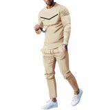 Mens Sweatsuit Round Neck Long Sleeve T-shirt Trousers Suit Men