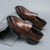 Men's Leather Tassel Loafers Luxury Round Toe punch Leather Shoes