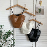 Retro Leather Vest Women Wear Short Stretch
